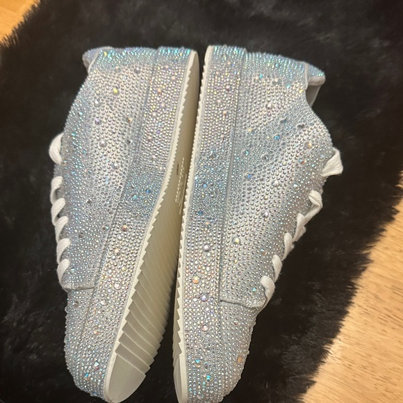 INC International Concepts Glittering Silver Sneakers - Picture 3 of 5